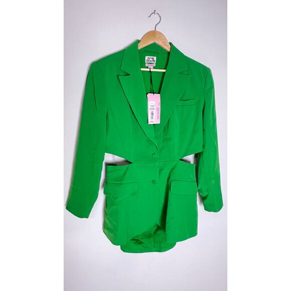 Future Collective Green Cut Out Lightweight Blazer Jacket  Size Large - Picture 1 of 6